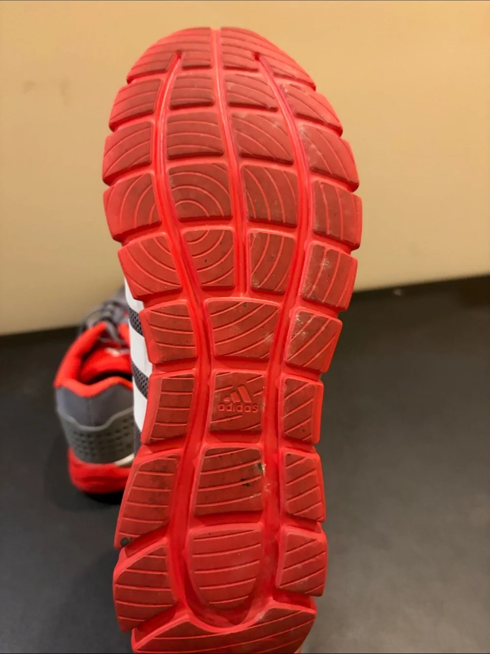 adidas Gray and Red Men's Athletic Sneakers with White Stripes